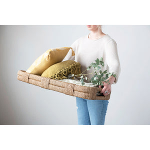 Hand-Woven Bankuan Tray with Handles-Blue Hand Home