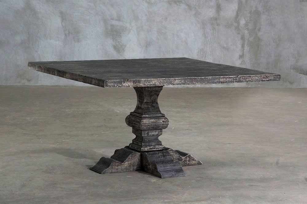 Reclaimed Elm Square Dining Table - Pedestal Leg-Organic Restoration-Blue Hand Home