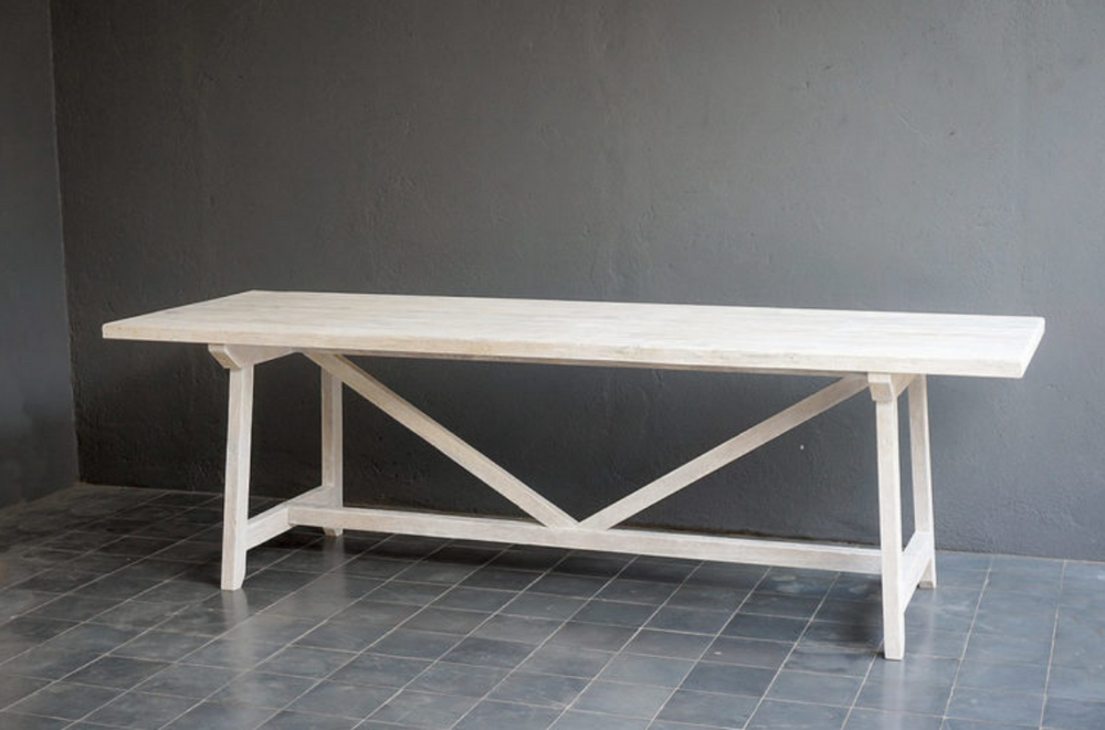 Farm Table in Lightened Teak-Organic Restoration-Blue Hand Home