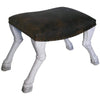 Noir Claw Leg Saddle Stool w/ Leather, White Weathered-Noir Furniture-Blue Hand Home