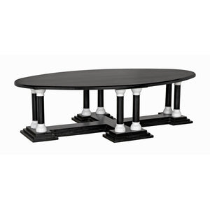 Noir Desoto Coffee Table, Hand Rubbed Black and Solid White-Noir Furniture-Blue Hand Home
