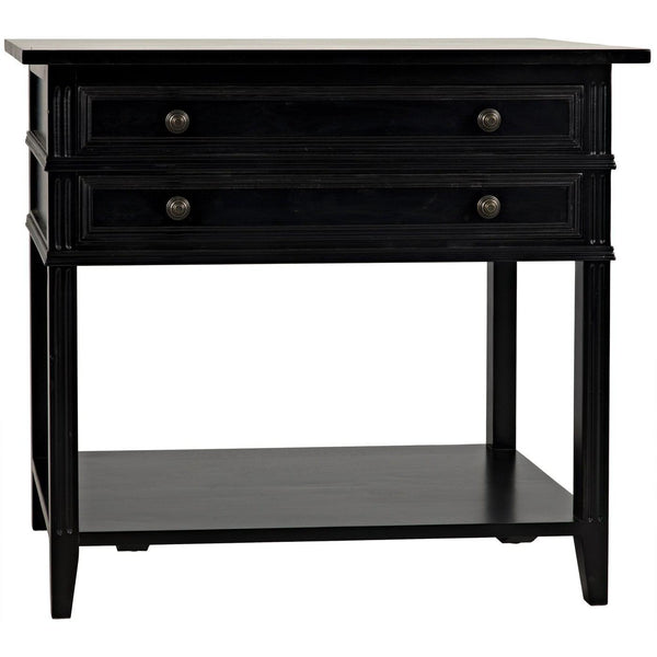Colonial 2-Drawer Side Table, Distressed Black-Noir Furniture-Blue Hand Home