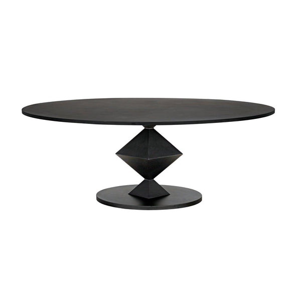 Noir Katana Oval Dining Table, Black Metal-Noir Furniture-Blue Hand Home