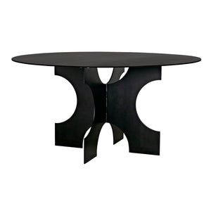 Noir Element Dining Table, Black Metal-Noir Furniture-Blue Hand Home