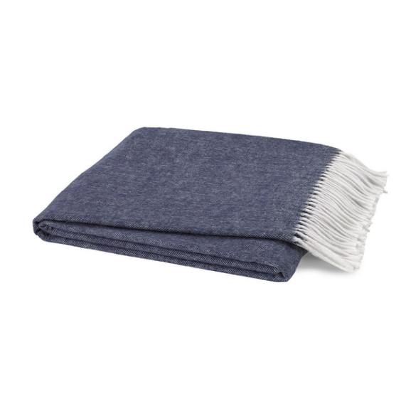 Italian Herringbone Throw-Lands Downunder-Blue Hand Home