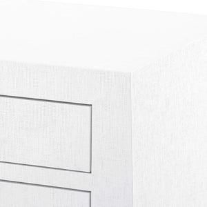 Villa & House - Jacqui 3-Drawer Side Table In White Grasscloth-Bungalow 5-Blue Hand Home