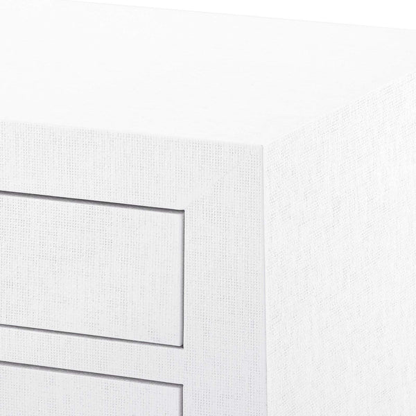 Villa & House - Jacqui 3-Drawer Side Table In White Grasscloth-Bungalow 5-Blue Hand Home