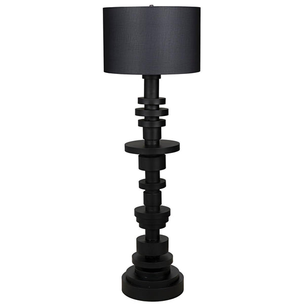 Wilton Floor Lamp with Shade, Black Steel-Noir Furniture-Blue Hand Home