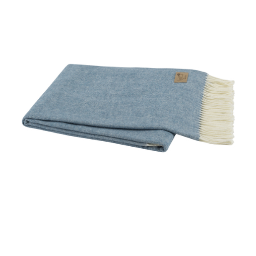 Italian Herringbone Throw-Lands Downunder-Blue Hand Home