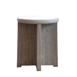 Concrete And Elm Side Table-Organic Restoration-Blue Hand Home
