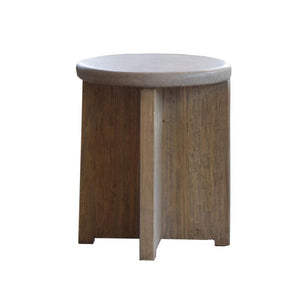 Concrete And Elm Side Table-Organic Restoration-Blue Hand Home