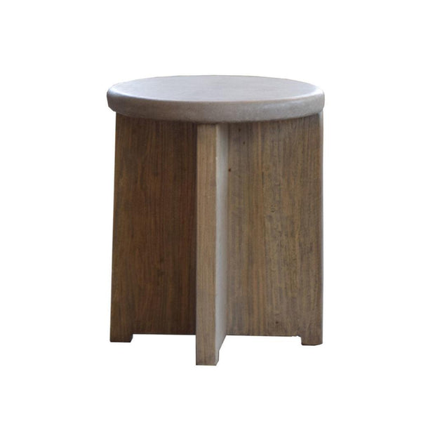 Concrete And Elm Side Table-Organic Restoration-Blue Hand Home