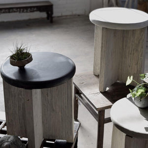 Concrete And Elm Side Table-Organic Restoration-Blue Hand Home