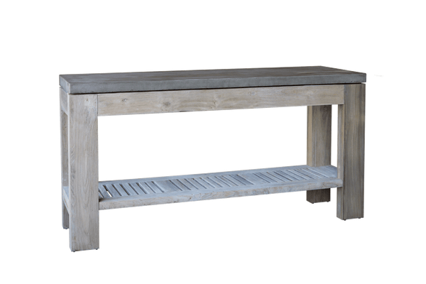 Concrete & Reclaimed Teak Console-Organic Restoration-Blue Hand Home