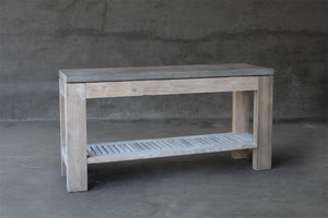 Concrete & Reclaimed Teak Console-Organic Restoration-Blue Hand Home