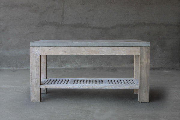Concrete & Reclaimed Teak Console-Organic Restoration-Blue Hand Home