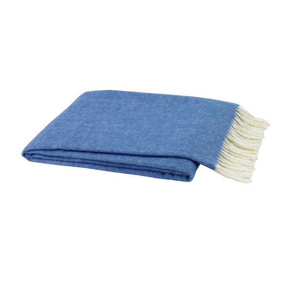 Italian Herringbone Throw-Lands Downunder-Blue Hand Home