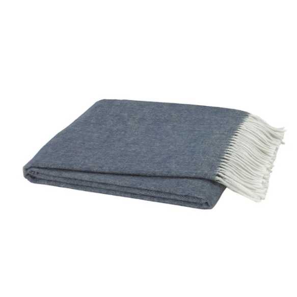 Italian Herringbone Throw-Lands Downunder-Blue Hand Home
