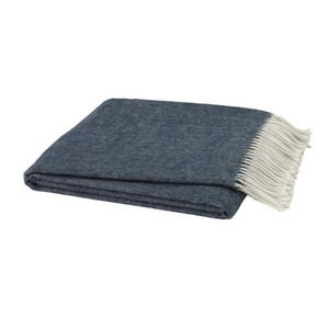 Italian Herringbone Throw-Lands Downunder-Blue Hand Home
