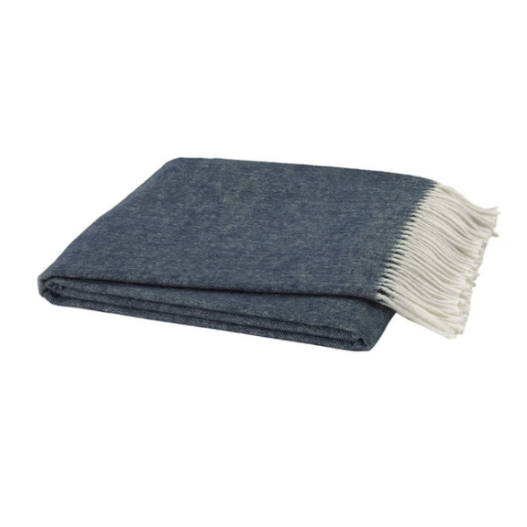 Italian Herringbone Throw-Lands Downunder-Blue Hand Home
