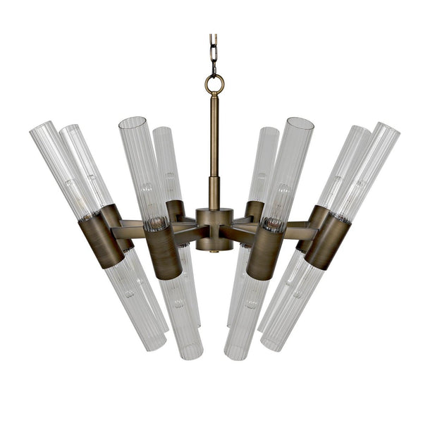 Noir Moira Chandelier, Aged Brass Finish-Noir Furniture-Blue Hand Home