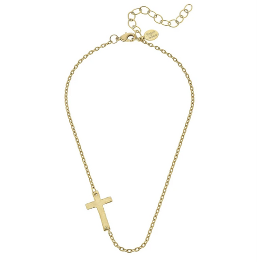 Susan Shaw Side Cross Dainty Necklace