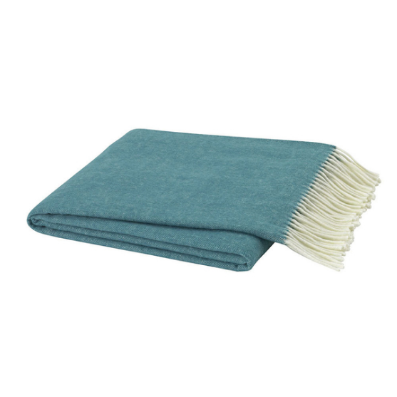 Italian Herringbone Throw-Lands Downunder-Blue Hand Home