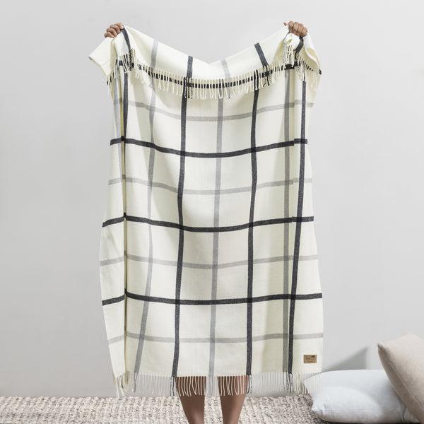 Plaid Italian Herringbone Throw-Blue Hand Home