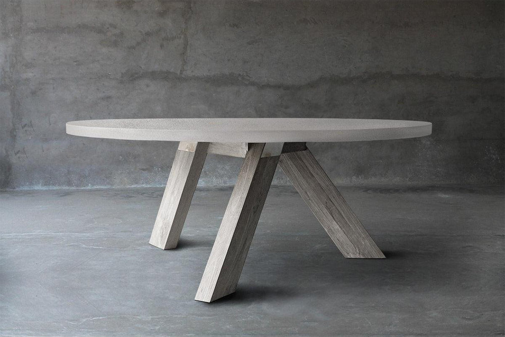 Concrete Top Dining Table - V Base-Organic Restoration-Blue Hand Home