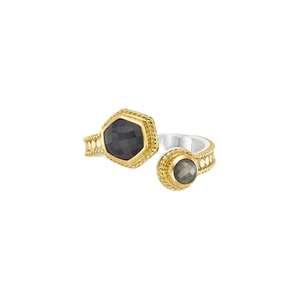 Anna Beck Grey Sapphire & Pyrite Open Ring Gold - Limited Edition-Anna Beck Jewelry-Blue Hand Home