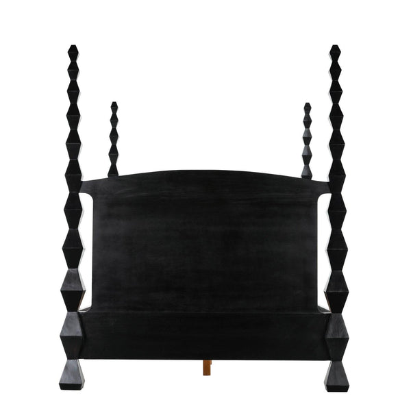 Noir Brancusi Bed, Queen, Hand Rubbed Black-Noir Furniture-Blue Hand Home