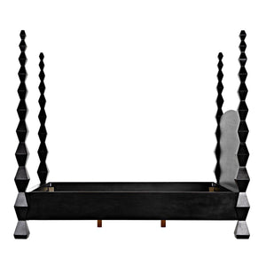 Noir Brancusi Bed, Queen, Hand Rubbed Black-Noir Furniture-Blue Hand Home