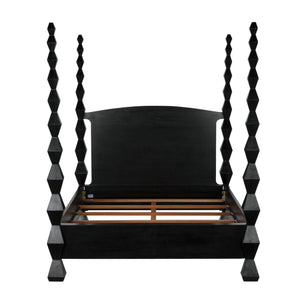 Noir Brancusi Bed, Queen, Hand Rubbed Black-Noir Furniture-Blue Hand Home