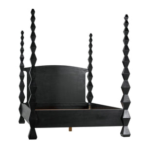 Noir Brancusi Bed, Queen, Hand Rubbed Black-Noir Furniture-Blue Hand Home
