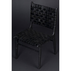 Noir Furniture Dede Dining Chair, Leather, Black-Noir Furniture-Blue Hand Home