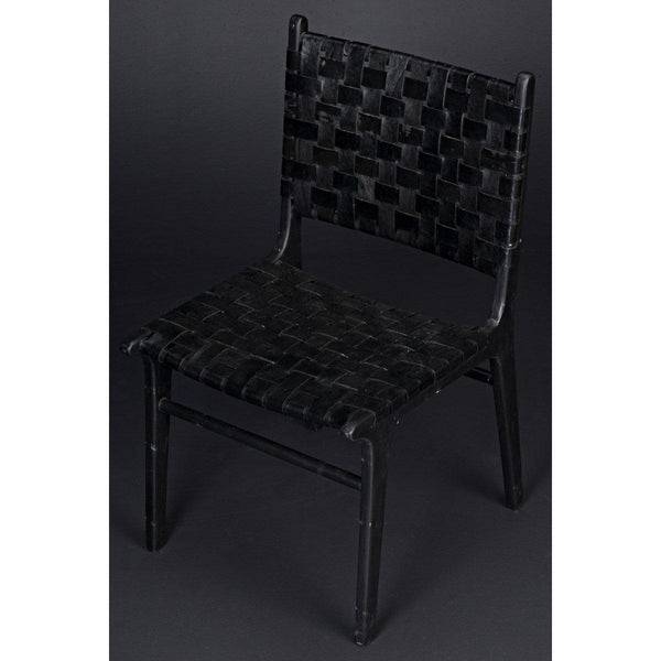 Noir Furniture Dede Dining Chair, Leather, Black-Noir Furniture-Blue Hand Home