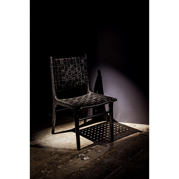 Noir Furniture Dede Dining Chair, Leather, Black-Noir Furniture-Blue Hand Home