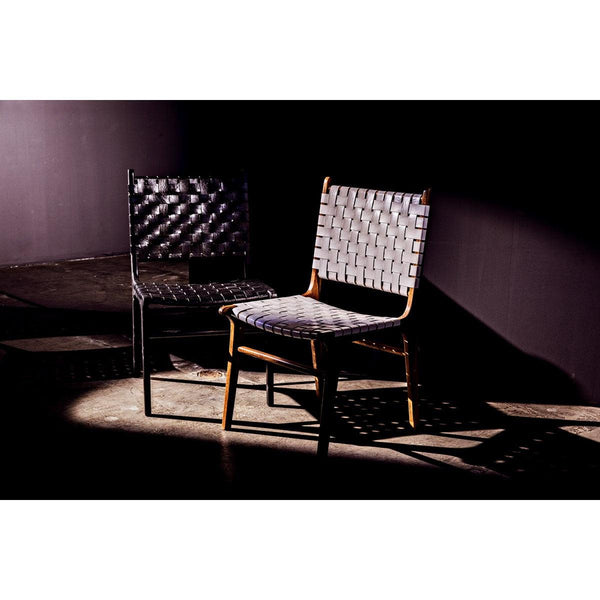 Noir Furniture Dede Dining Chair, Leather, Black-Noir Furniture-Blue Hand Home