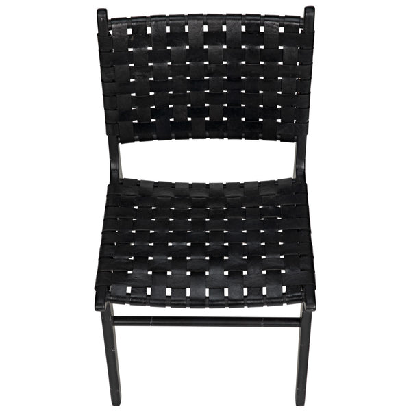 Noir Furniture Dede Dining Chair, Leather, Black-Noir Furniture-Blue Hand Home