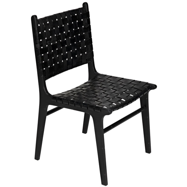 Noir Furniture Dede Dining Chair, Leather, Black-Noir Furniture-Blue Hand Home