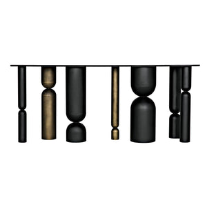 Figaro Console, Black Metal and Aged Brass Finish-Noir Furniture-Blue Hand Home