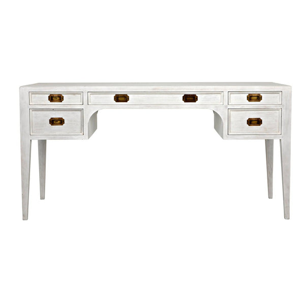 Noir Africa Desk, White Wash-Noir Furniture-Blue Hand Home