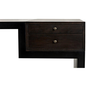 Noir Alvaro Desk, Black Steel with Ebony Walnut-Noir Furniture-Blue Hand Home