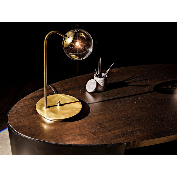 Noir Marigold Desk, Ebony Walnut with Black Steel-Noir Furniture-Blue Hand Home