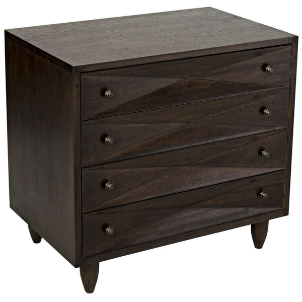 Noir Furniture Diamond Chest, Ebony Walnut-Noir Furniture-Blue Hand Home