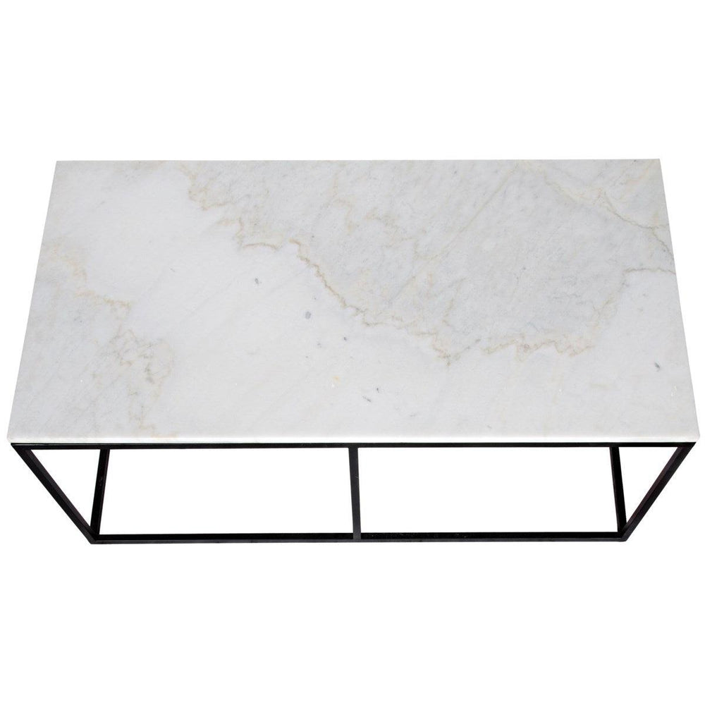 Noir Furniture Lois Coffee Table, White Stone and Black Metal-Noir Furniture-Blue Hand Home