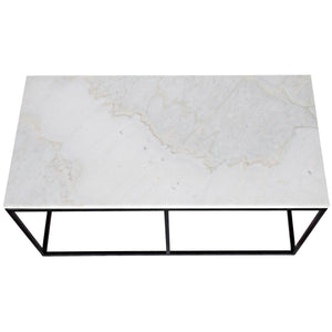 Noir Furniture Lois Coffee Table, White Stone and Black Metal-Noir Furniture-Blue Hand Home