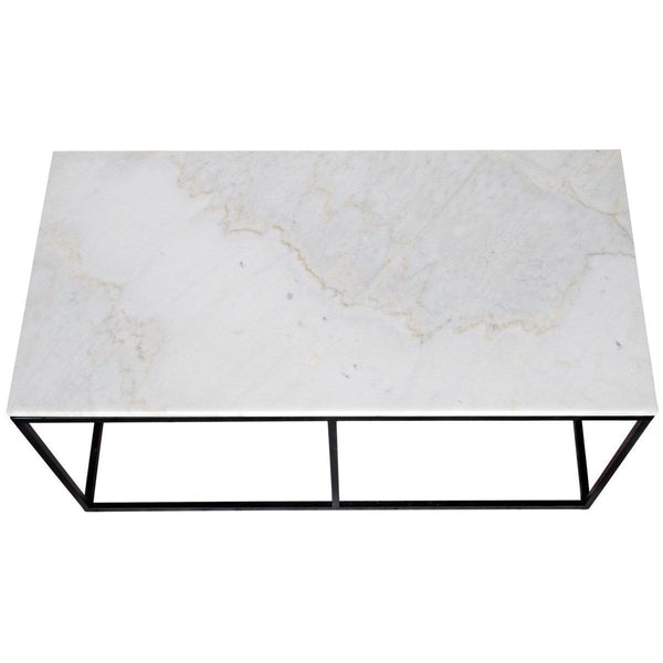 Noir Furniture Lois Coffee Table, White Stone and Black Metal-Noir Furniture-Blue Hand Home