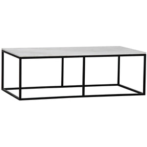 Noir Furniture Lois Coffee Table, White Stone and Black Metal-Noir Furniture-Blue Hand Home