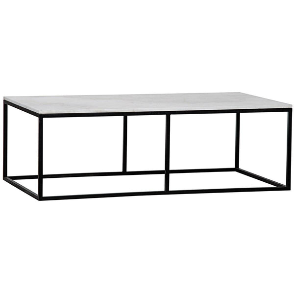 Noir Furniture Lois Coffee Table, White Stone and Black Metal-Noir Furniture-Blue Hand Home